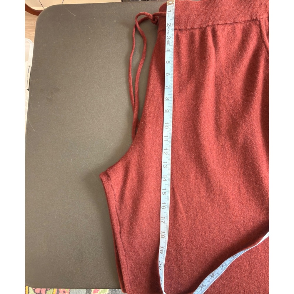 Quince Mongolian Cashmere Sweatpants Burgundy Pull On Stretch Knit Cozy Basic XL - Picture 11 of 12